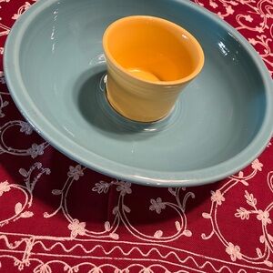 Fiesta Aqua and Yellow Chips and Dip set